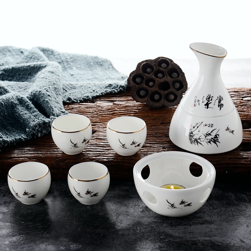 A Warm wine vintage wine Japanese ceramic hot hip flask glass ceramic household cooking wine liquor wine and rice wine