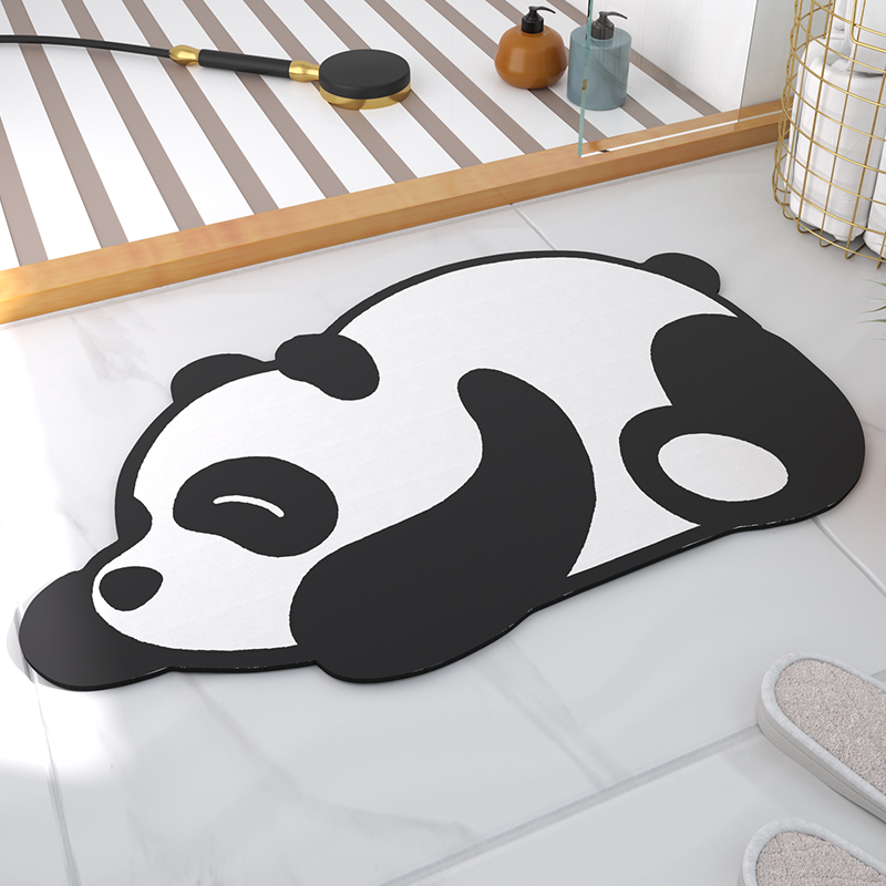 Toilet Silicon Algae Clay Upholstered Water Absorbent Ground Mat Bathroom Door Cushion Home Toilet Doorway Carpet Cute Non-slip Foot Mat 