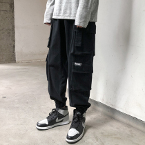 Pants men Korean version of the trend casual cargo function overalls trendy brand straight tube loose spring and autumn sports pants ins ins