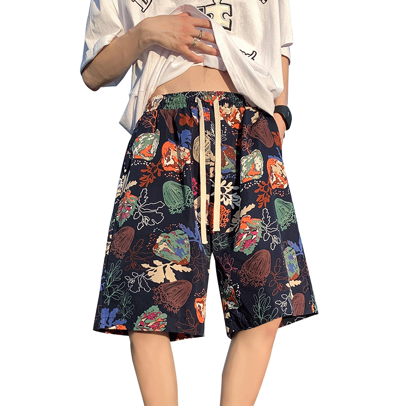 Chao brand beach pants men's summer casual trousers, flower shorts, loose can be dropped, thin ice silk fast dry pants pants