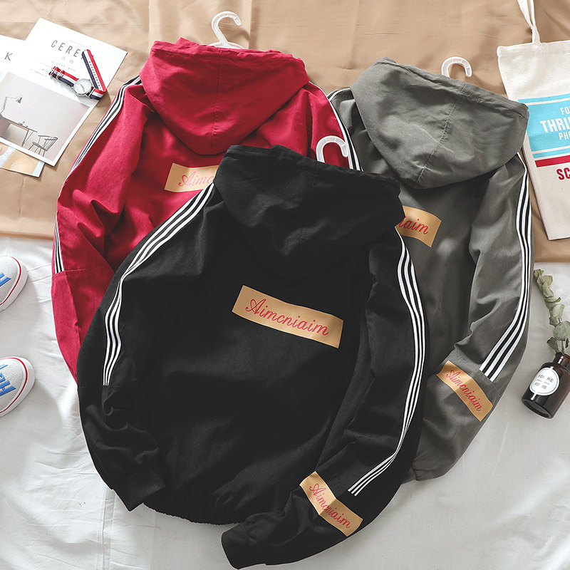 Spring men's jacket loose port wind Japanese Korean version sports baseball suit jacket Casual hooded trend coat