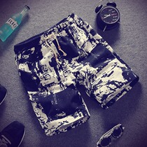 Mens beach pants summer flower shorts Summer big pants sports five-point pants Boys casual pants cotton pants tide