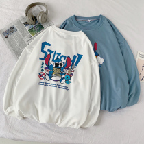 Long sleeve round neckline jacket head sweatshirt male spring autumn student large code print loose motion clothes Korean version Trend jacket