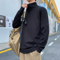 Turtleneck Sweater Men Spring and Autumn Pure Color Thick Top Korean Slim base shirt ins Couple Tide Brand Knitwear