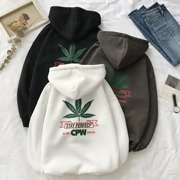 Áo len nam mùa thu đông mới phiên bản Hàn Quốc của áo hoodie dày làm dày người yêu thương hiệu áo trùm đầu in áo khoác