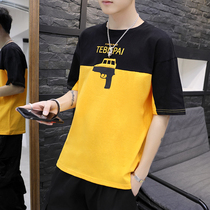 Mens short-sleeved T-shirt Hong Kong wind loose half-sleeved Tide brand casual sports shirt Japanese trend round neck casual base