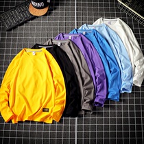 Mens Long Sleeve T-shirt Spring and Autumn Clothes Top Tide Brand Loose Solid Color base shirt Swear Korean Fashion Casual Autumn Clothes