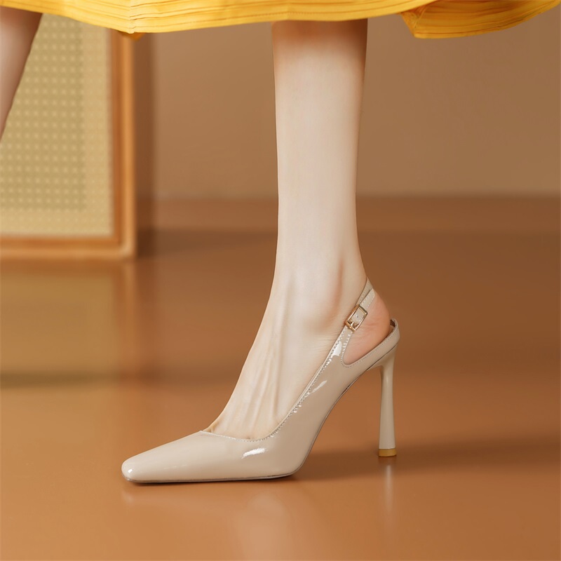 【Italy~Monelinda】High-Heeled Summer Stiletto French-Style Elegant and Comfortable Single Shoes Closed-Toe Sandals