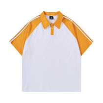 Japanese college style polo shirt short sleeve T-shirt female summer Korean version loose Hong Kong wind couple student class clothes shirt tide