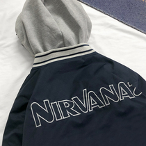 American retro oversize design sense niche plus velvet thick baseball uniform sweater jacket women autumn and winter ins tide