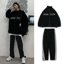 Hip-hop sports suits female autumn Korean students loose cool girls wear Hong Kong flavor bf handsome two-piece tide