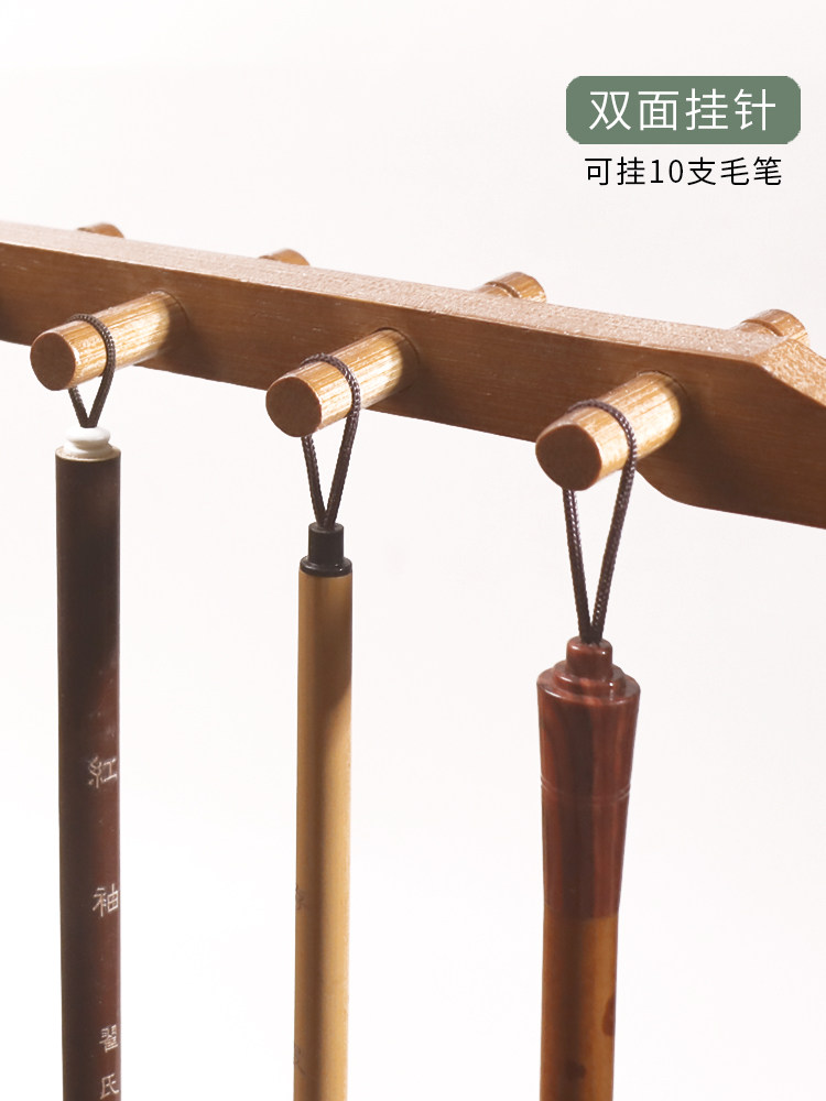 Bamboo Brush Holder, Solid Wood Brush Rack, Multifunctional Calligraphy Storage Rack, New Chinese Style Desktop Brush Holder, Brush Display Rack, Creative Study Room Four Treasures Display Rack