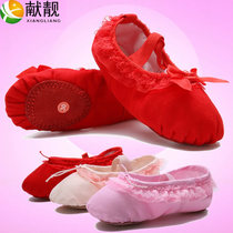 Childrens dance shoes Womens soft soles girls dance shoes no lace shoes girls Red dance shoes practice shoes yoga shoes