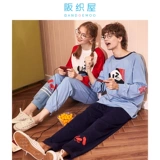 阪织屋 Пижама для влюбленных, лонгслив, нарукавники, мужской комплект, осенняя, круглый воротник