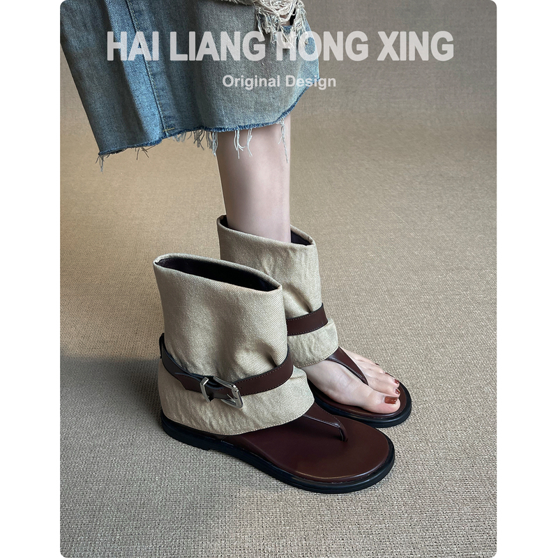 Sheepskin Version~ Retro Roman Thong Sandals for Women, New Style with Hidden Height Increase, Stunningly Beautiful, Fashionable, High-End Feel, Bootie Style Short Boots Sheepskin Version~ Retro Roman Thong Sandals for Women, New Style with Hidden Height Increase, Stunningly Beautiful, Fashionable, High-End Feel, Bootie Style Short Boots