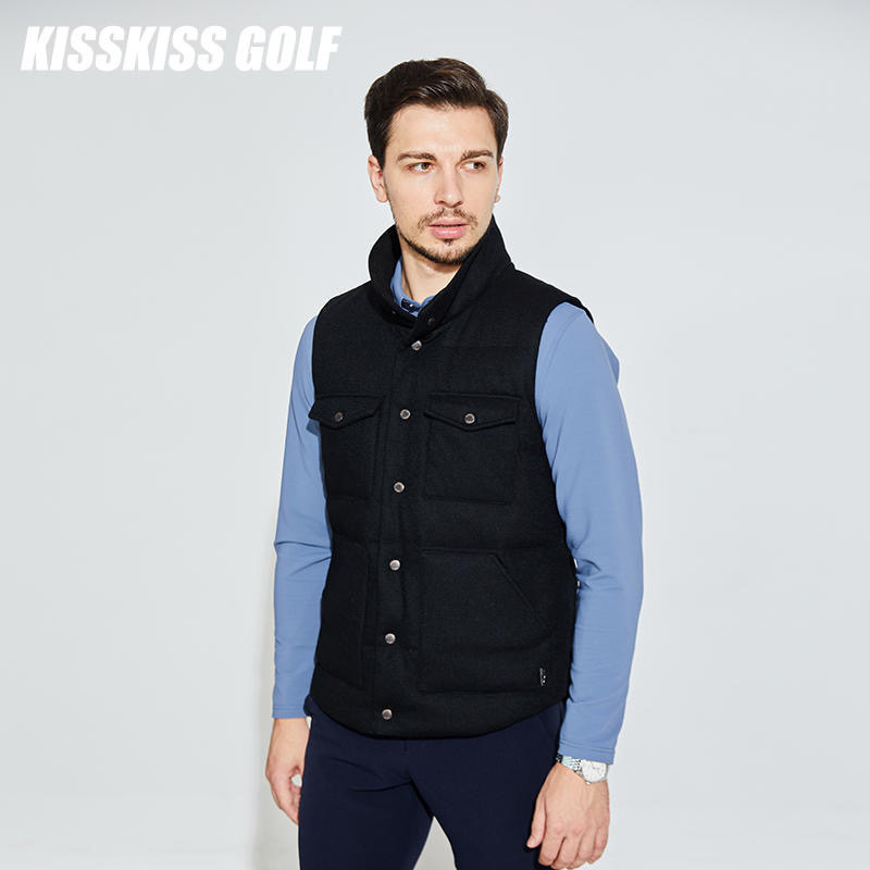 Kisskissgolf Men's Wool down Vest Golf Outdoor Sports Casual Warm down Vest for Men