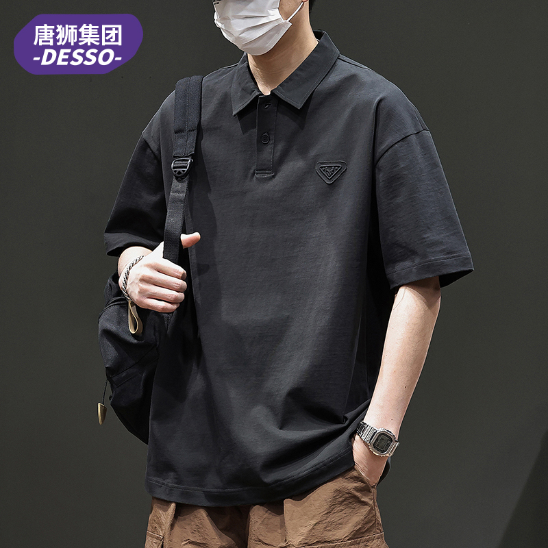 Tangshi Group Desso Black Pure Cotton Polo Shirt Men's Summer New Retro Short-Sleeved Ice Silk T-Shirt Men's Top Tangshi Group Desso Black Pure Cotton Polo Shirt Men's Summer New Retro Short-Sleeved Ice Silk T-Shirt Men's Top