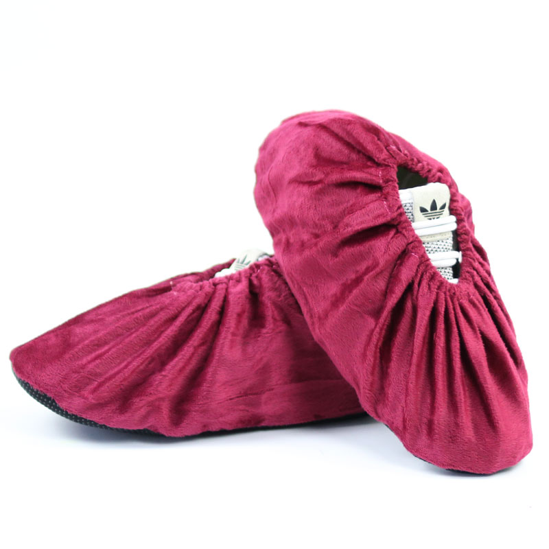 A step Pengcheng flannel shoe cover household cloth thickened non-slip wear-resistant can be repeatedly washed 10 pairs