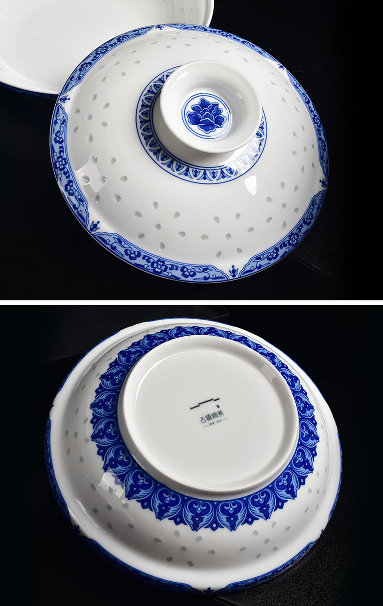 Ancient ceramics jingdezhen ceramics with deep tureen soup bowl dish dish of blue and white clear breeze machine plate