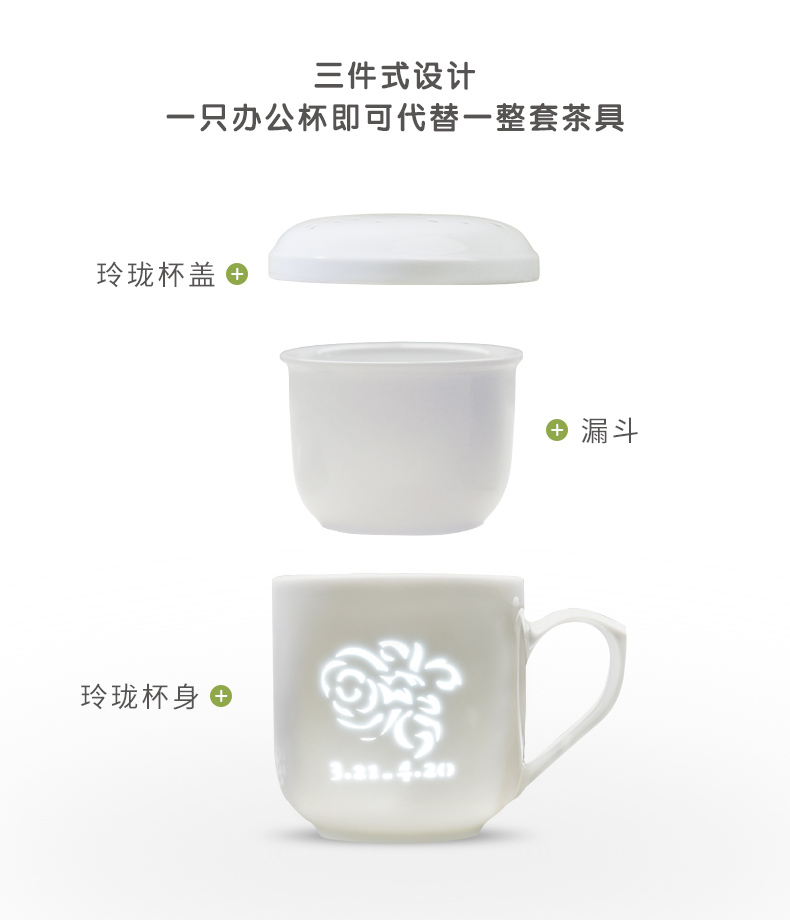 Separation tea cups with cover glass ceramics jingdezhen cup of flower tea office filtering cup Aries constellation