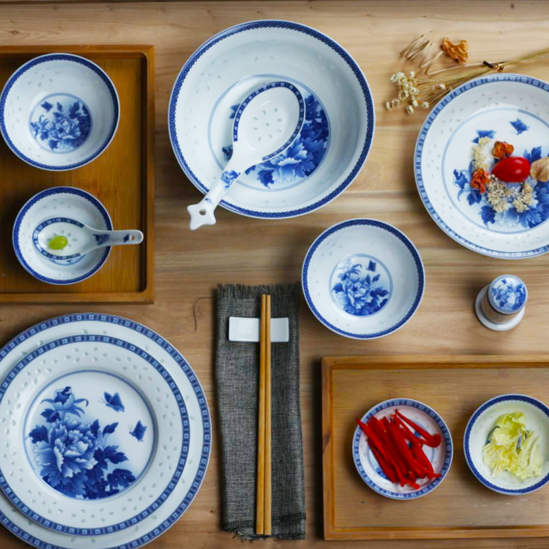 Dishes suit household of Chinese style and contracted hand - cut small pure and fresh and jingdezhen ceramic tableware ceramics Dishes