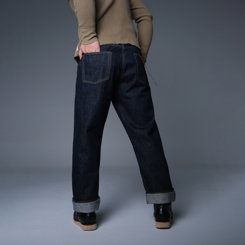 Full Count 0105 Spot 13.7oz Nissan Jinbov High Waist Loose Straight Primary Color Jeans