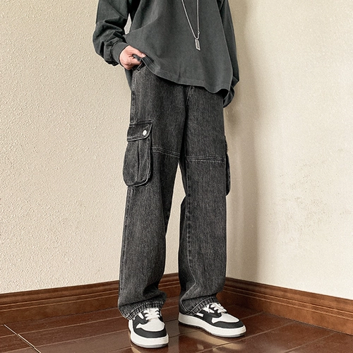 Ретро джинсы, сексуальные штаны, в американском стиле, изысканный стиль, свободный прямой крой