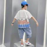 Детский комплект, летняя одежда для мальчиков, коллекция 2023, подходит для подростков, в корейском стиле, детская одежда, короткий рукав