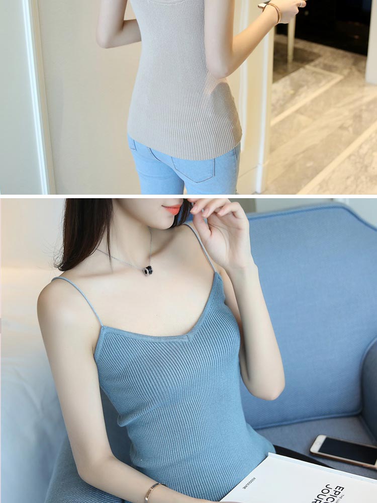Áo vest trắng tay nữ đan len nữ mùa thu 2018 mới vest nữ mùa đông ấm áp bên trong áo sơ mi chạm đáy áo ba lỗ nữ