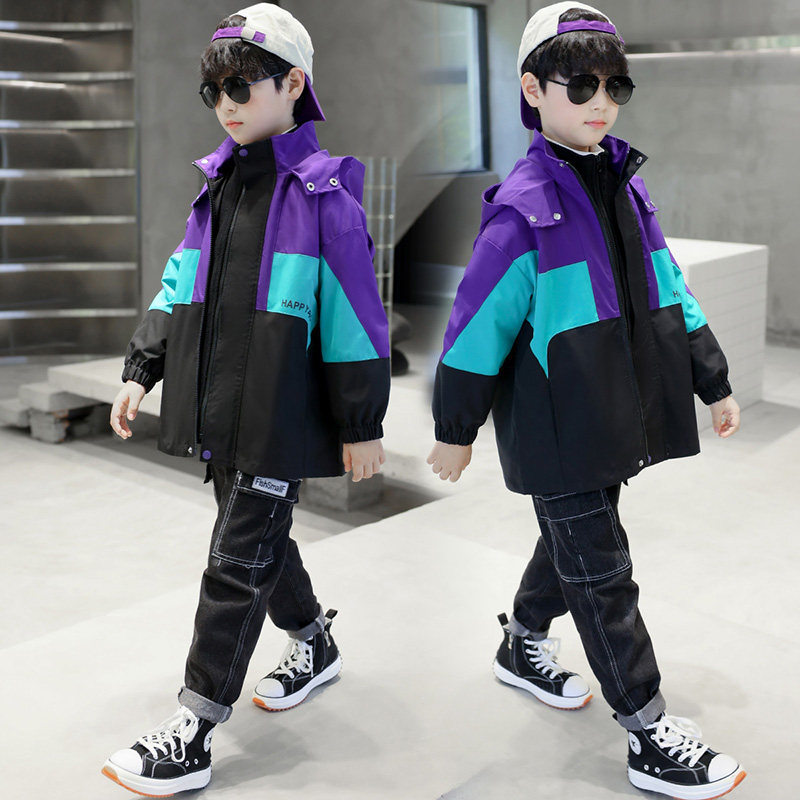 Children's clothing boys' jackets Jackets spring and autumn winter clothing three-in-one removable 2022 new foreign handsome middle-aged children