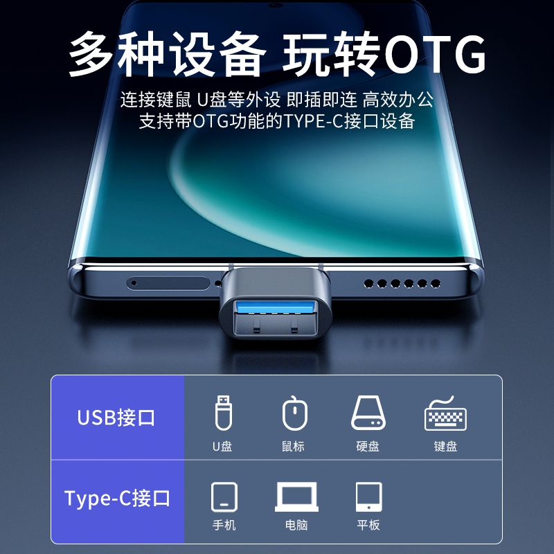 Trendy Otg Adapter Cable for Mobile Phones, USB Flash Drive Converter, Type-C Interface to USB 2.0 Connection, Card Reader Suitable for Huawei Phones, Apple iPad Tablets, Tpc Data Download to USB Flash Drive