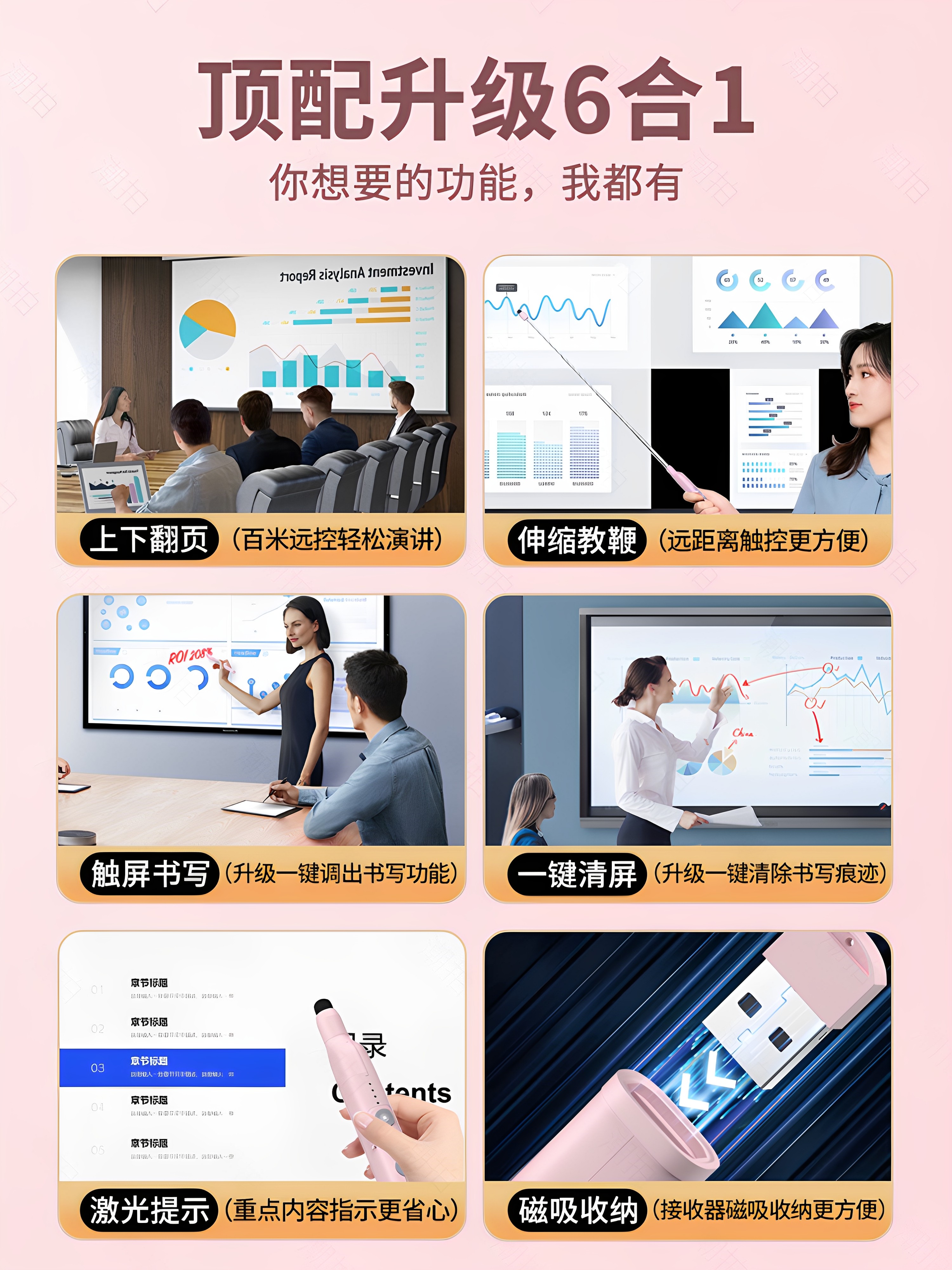 Trendy Multifunctional Laser Page-Turning Pen, Rechargeable Ppt Remote Control Pen for Teachers, Presentation Projector Pen, Multimedia Slide Page Turner, Lecture Infrared Pen, Teaching Electronic Seewo