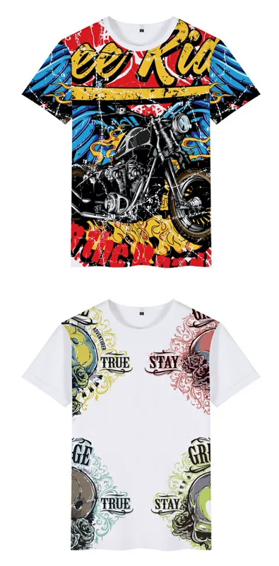 Quần áo nam phong cách châu Âu và xe máy Harley đầu máy thương hiệu thủy triều in West Coast xã hội quần áo ngắn tay - Áo phông ngắn áo thun nam polo