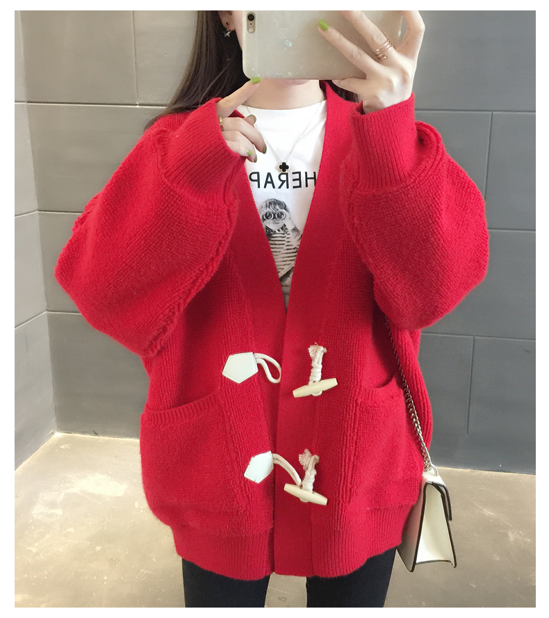 Cô nàng rất cổ tích áo len nữ mùa thu 2019 mới của phụ nữ thả lỏng áo khoác đan phổ biến nữ mùa xuân và mùa thu thủy triều - Áo len cổ chữ V áo len nữ đẹp 2021