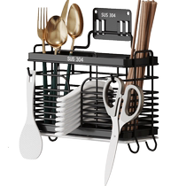 筷子收纳盒筷子筒篓壁挂式家用厨房304不锈钢勺子筷笼沥水置物架
