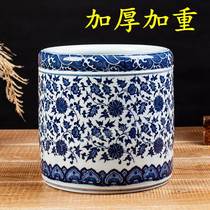 Antique Jingdezhen blue and white ceramic pen holder creative fashion storage box large brush straight tube Chinese style cupping