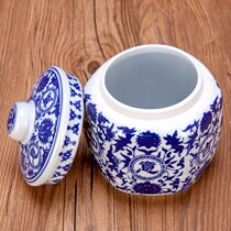 Jingdezhen blue and white ceramic storage tank sealed Chinese medicine powder storage tank paste square tank storage tank customized customization