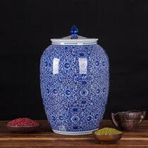 Jingdezhen Qinghua imitation ancient ceramic rice cylinder 20 catty 30 catty 50 tons of water bucket oil cylinder with lid large seal tank