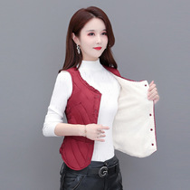 New ladies down cotton vest thickened warm vest in middle-aged and elderly wearing cashmere clip slim slim wear waistcoat