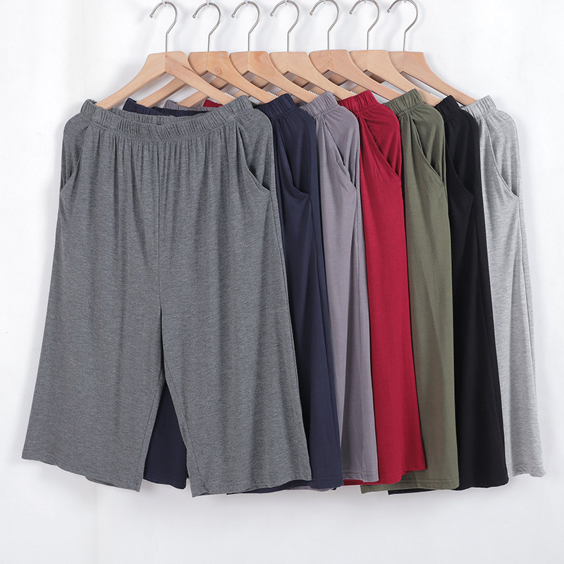 Autumn Male Modale sleeping pants 7 Pants Loose Slim cotton Home Single Piece Home Big Size Yard plus Fats cool and cool