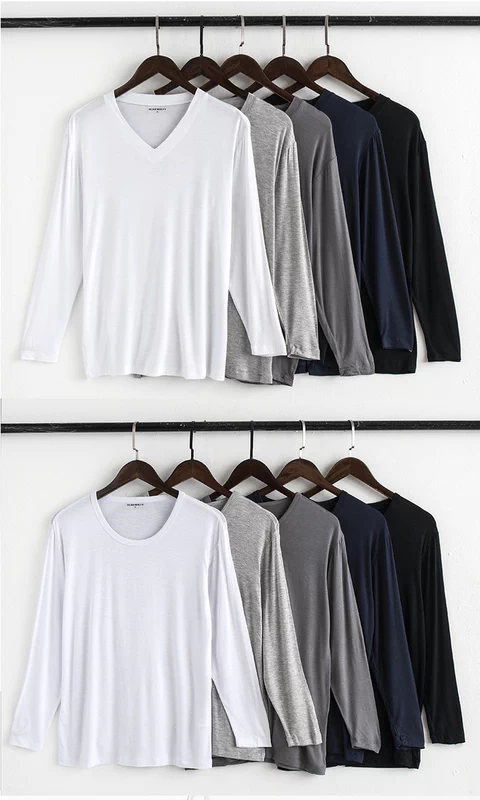 Modal nam đồ ngủ hàng đầu áo thun dài tay cotton mỏng nhà đơn mảnh nhà thêm mã lớn cộng với phân bón mùa thu và mùa đông pijama nam