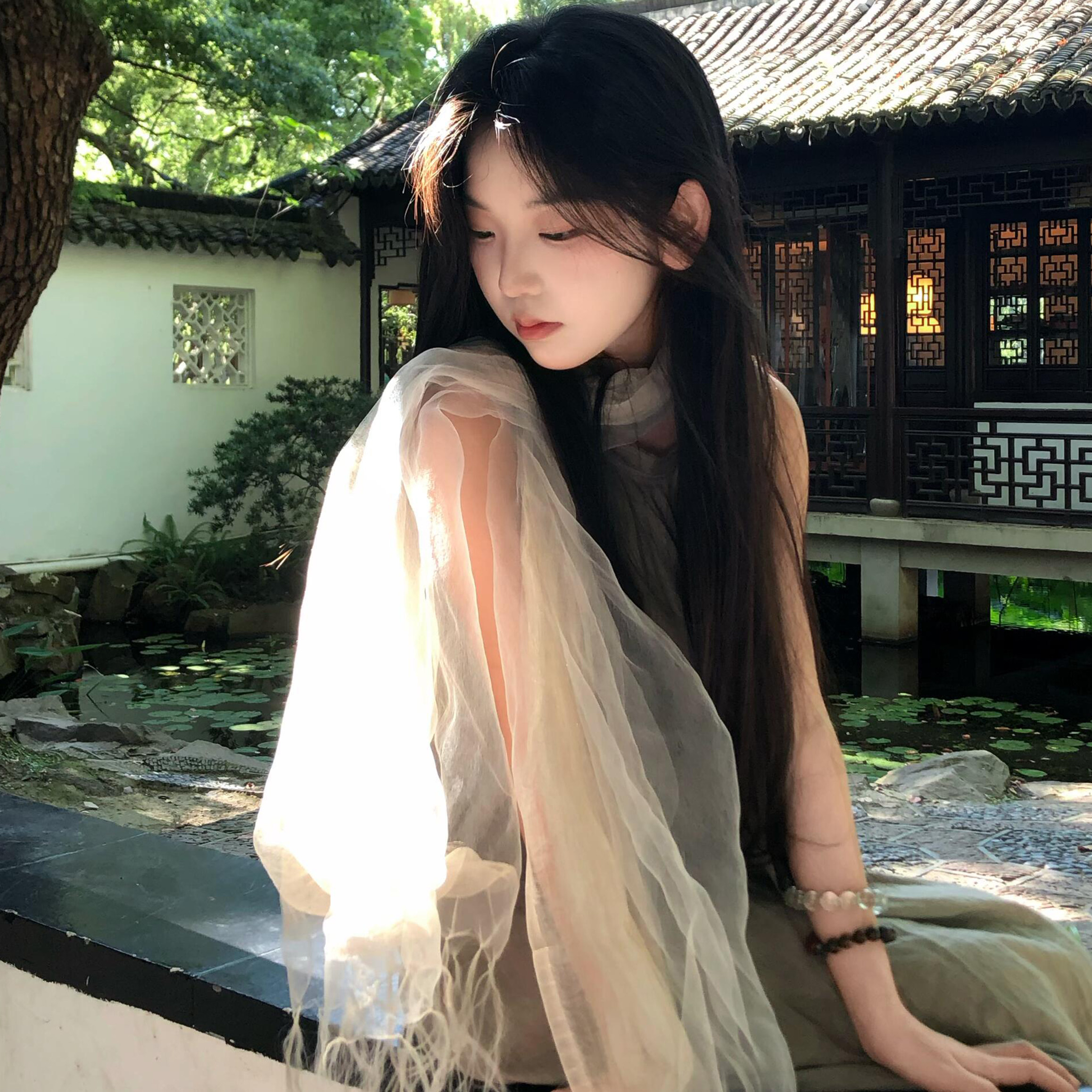 White faux silk long scarf for women, perfect for spring and summer, sun protection, lightweight and flowing, versatile.