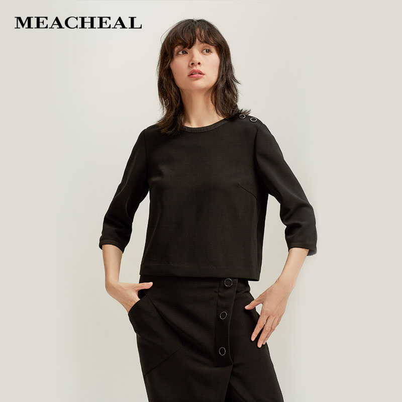 MEACHEAL Missier spring and autumn new slim-fit crew neck careful machine design casual shirt