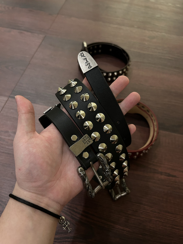 Belt with Metal Studs and Rivets in an Erd Style, Suitable for Music Festivals, Punk, Biker, and Rock Styles, Made of Leather and Hardware