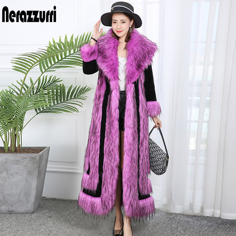 phụ nữ áo khoác trạm lông châu Âu 2019 mới mùa đông thời trang trẻ khâu giả fox fur coat nữ siêu dài