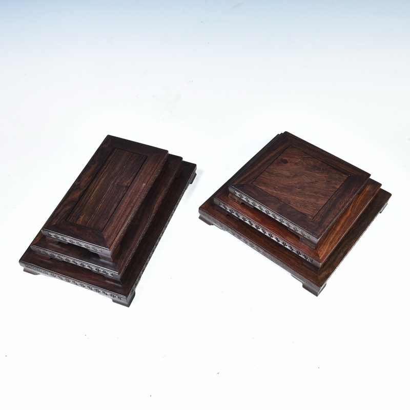 Ebony woodcarvings meander rectangle base small potted flower miniascape base base wood furnishing articles bracket square