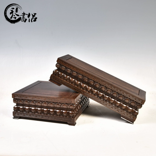 琴书侣 Эванвудская резьба Гуанейн Будда Статуя основание Лотос, квадратная основа, основание с твердым деревом с алмазом Луохан