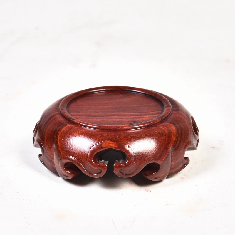 Red wingceltis spend pear mahogany round base solid wood furnishing articles log base stone, jade zisha teapot tea base