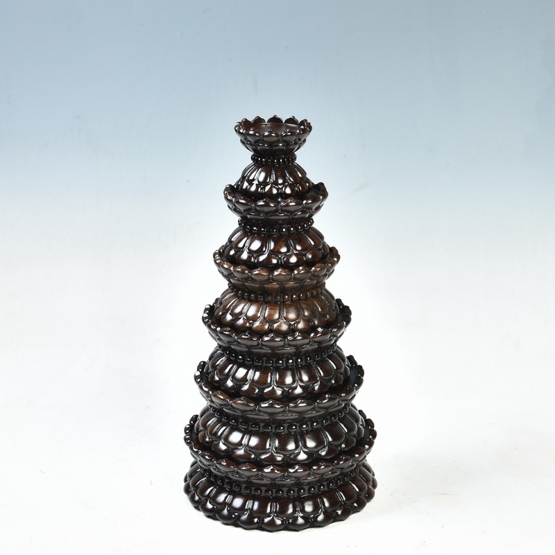 Solid wood ebony wood carving handicraft lotus Taiwan consecrate Buddha base round wooden bodhisattva guanyin lotus base