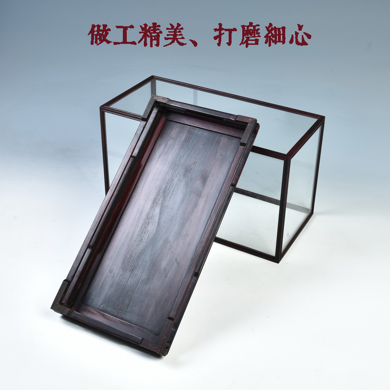 Pianology picking annatto cage treasure jade solid wood to the niches display cover dust cover the glass for the base can be customized